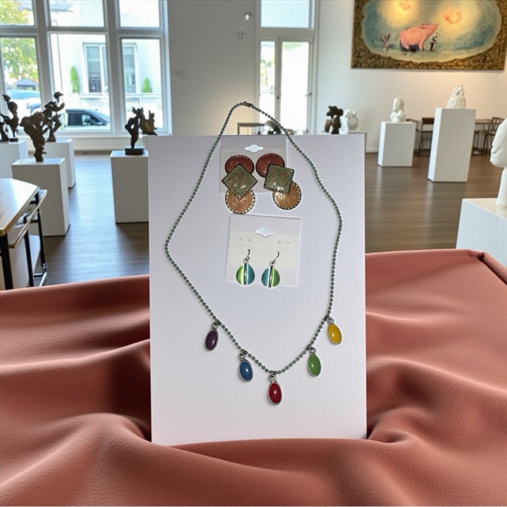 All 1980 Vintage (2) Earrings and (1) Necklace
